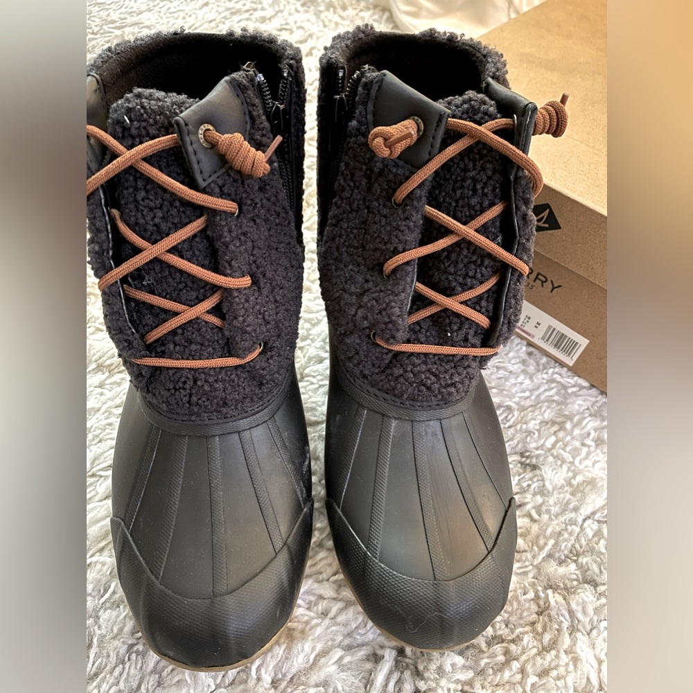 Sperry black duck boots NIB
